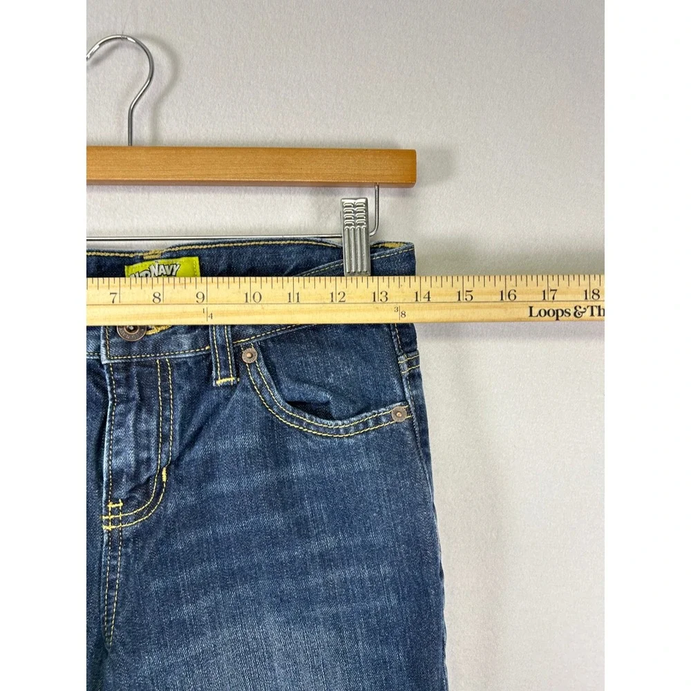 Old Navy Straight Leg Jeans Boys 10 Husky Blue Dark Wash Adjustable Waist Cotton